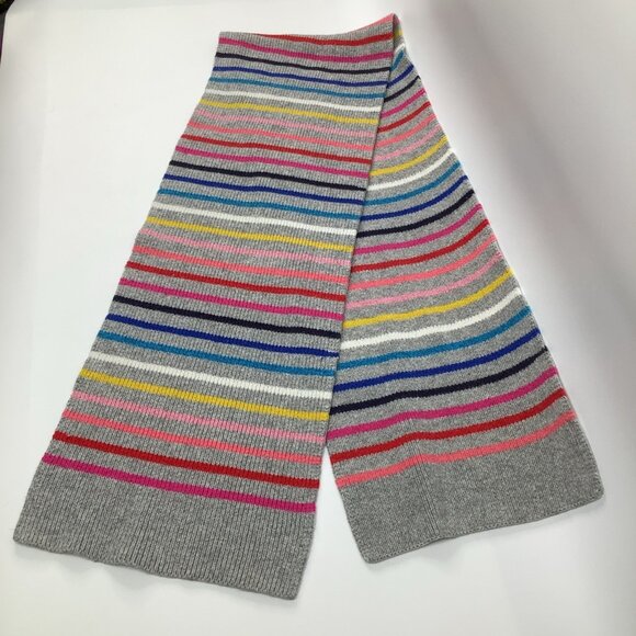 GAP Merino Wool Blend Rainbow Stripe Gray Knit Sweater Scarf Y2K 64” x 10.5” - Picture 4 of 4